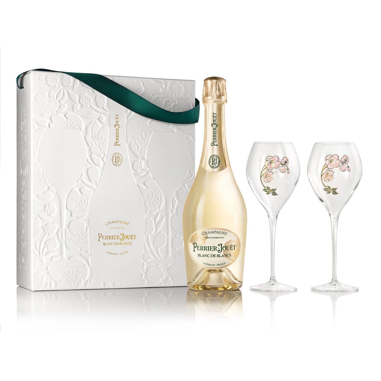 Perrier-Jouët Blanc de Blanc NV Champagne Gift Pack with 2 Glasses (750mL)